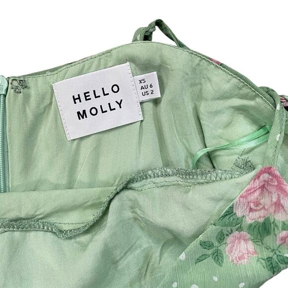 Hello Molly Green Floral High Slit Maxi Dress - 2 - Picture 5 of 7
